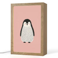 NACHTTISCHLAMPE Pinguin - Punkte - Minimalistisch - Rosa 20x30 cm - Rosa, Holzwerkstoff (8/20/30cm)