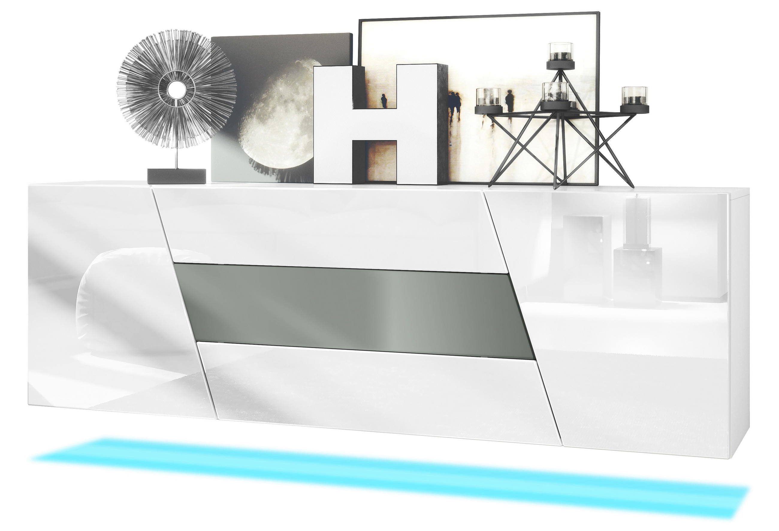 SIDEBOARD Houston Graphit Seidenmatt - Graphitfarben, Holzwerkstoff (178/57.5/38.5cm) - Vladon