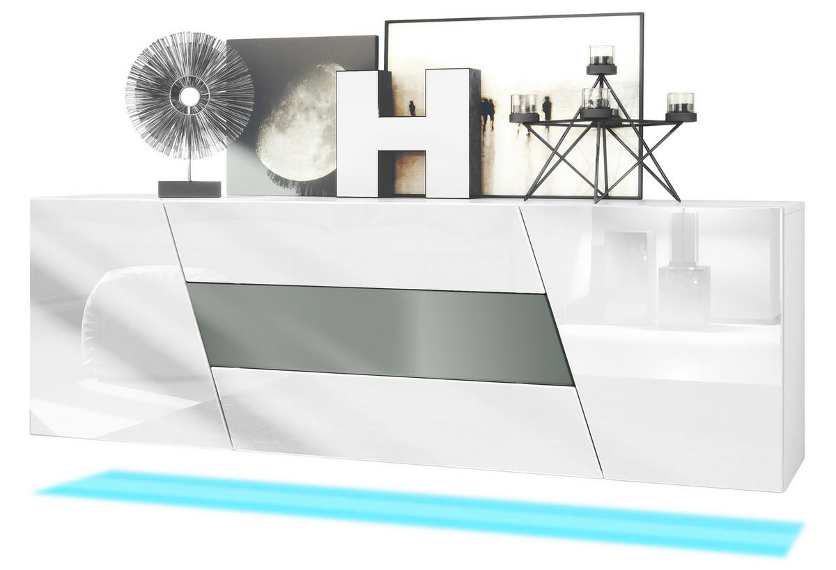 SIDEBOARD Houston Graphit Seidenmatt - Graphitfarben, Holzwerkstoff (178/57.5/38.5cm) - Vladon