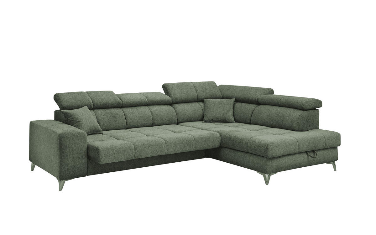 ECKSOFA mit elektrischer Wallaway-Funktion und vielseitigen Anpassungsmöglichkeiten - Grün, Textil (198/282cm) - ed exciting design