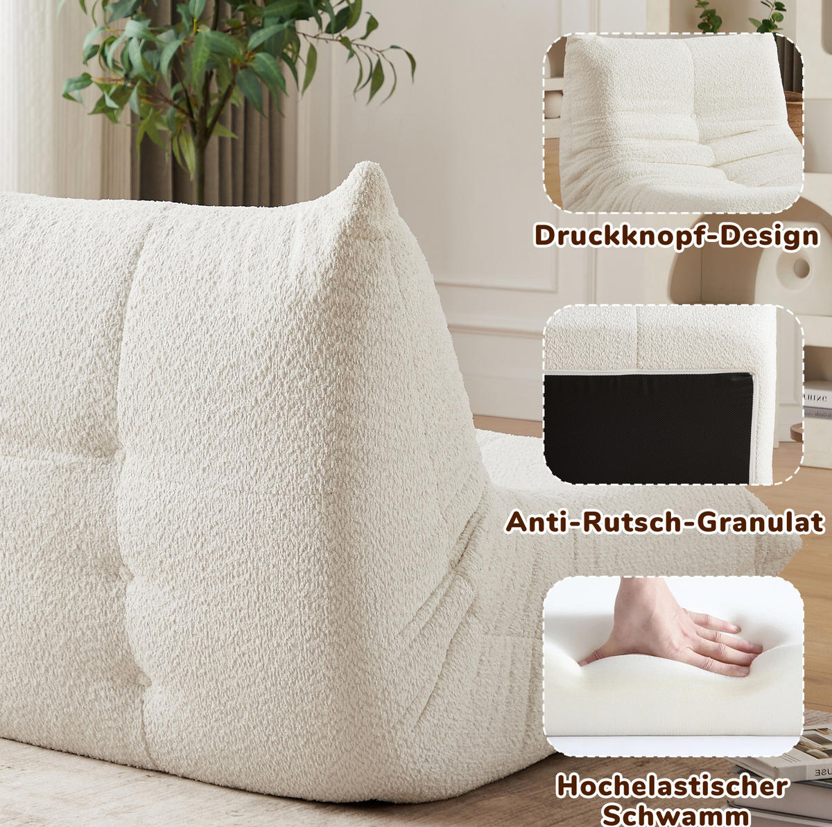 SOFA aus Chenille Beige ohne Montage - Beige, Kunststoff (99/83/127cm) - Beauniv
