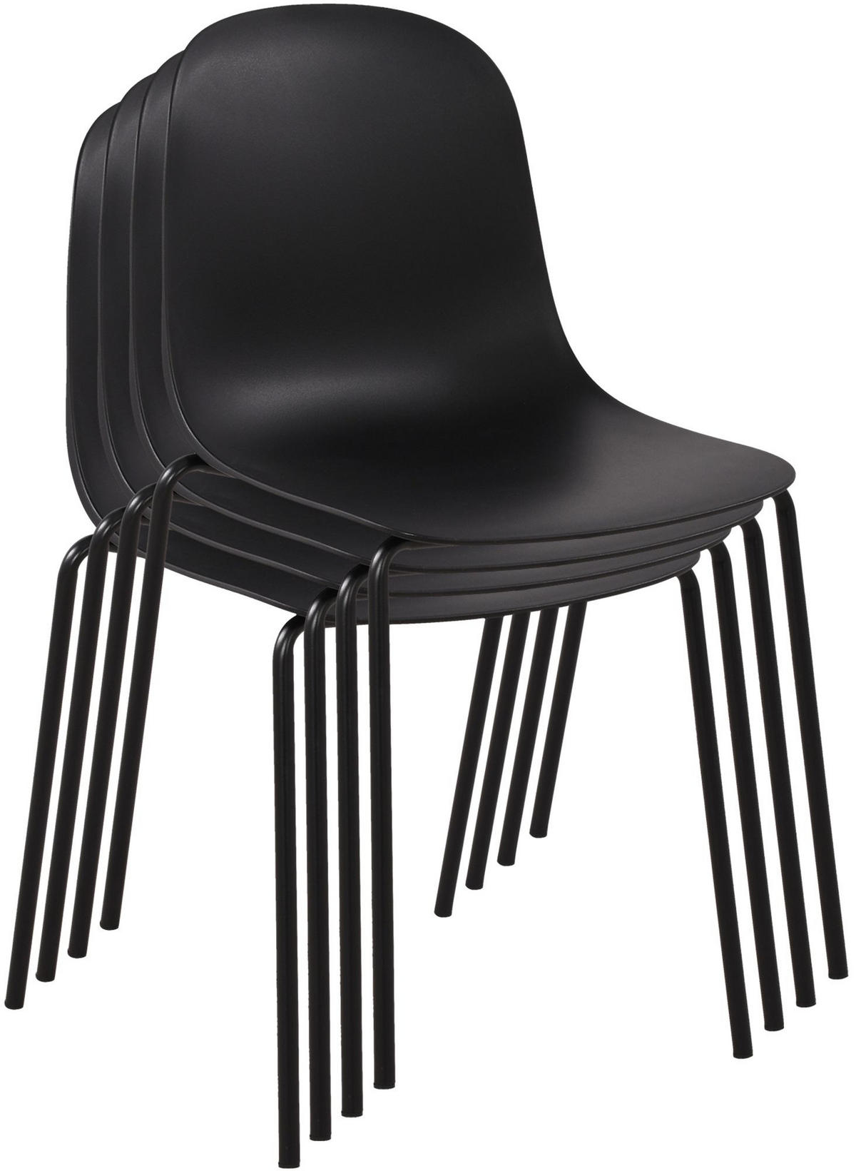GARTENMÖBEL-SET Mara 4 Stühle 186x182x85cm Metall Schwarz Balkonset - Schwarz, Metall - DELUKE