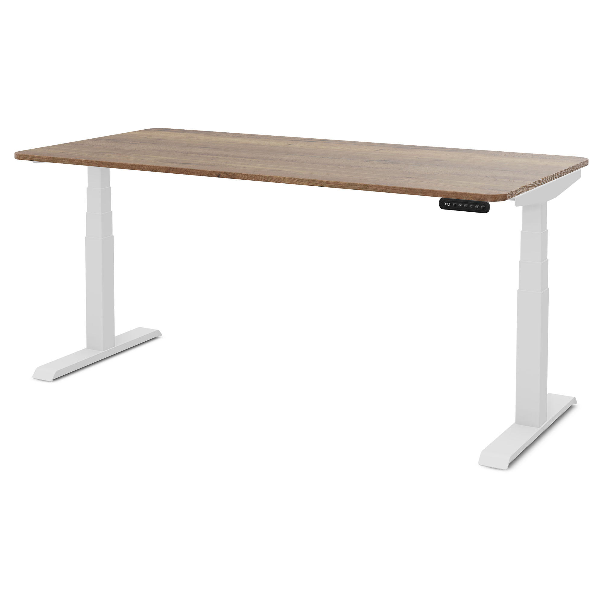 SCHREIBTISCH Elektrisch Höhenverstellbarer Familien Schreibtisch Pitino Curved Eiche Tabak Signalweiß 160/80/52.5-121cm - Eiche Wotan/Weiß, Holzwerkstoff/Metall (80/160/121cm) - ASSMANN