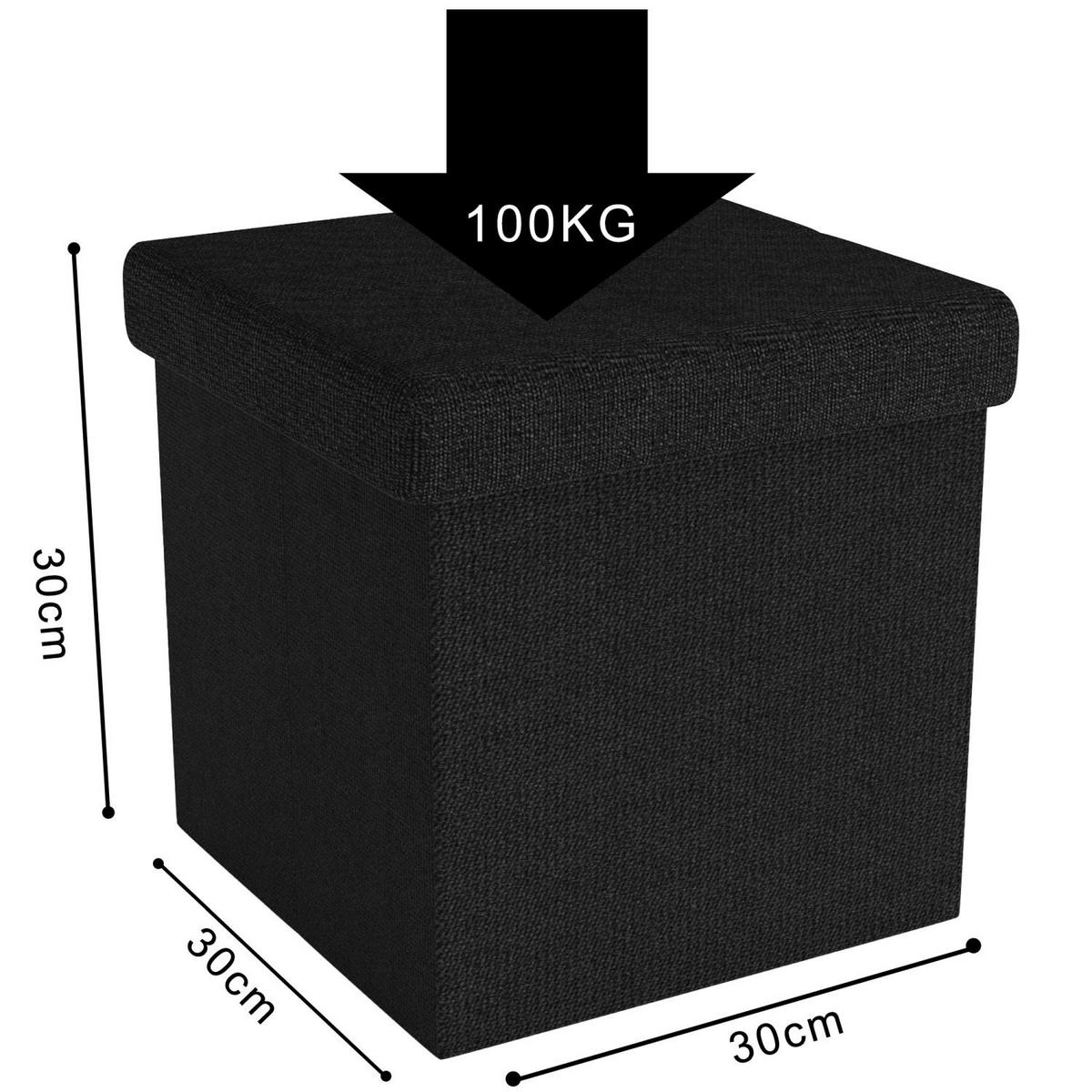 SITZWÜRFEL Faltbar 30/30/30 cm (Schwarz) - Schwarz, Textil (30/30/30cm) - Intirilife
