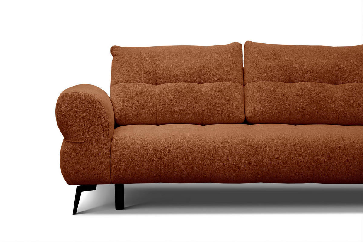 ECKSOFA SALVINI 4-Sitzer, dunkelorange - Dunkelorange/Schwarz, Holzwerkstoff/Textil (292/158cm) - Courtois Laville