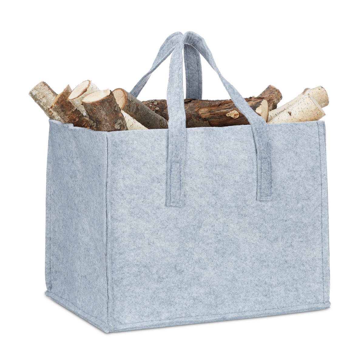 KAMINHOLZKORB - Grau, Textil (43/34.5/36.5cm) - Relaxdays