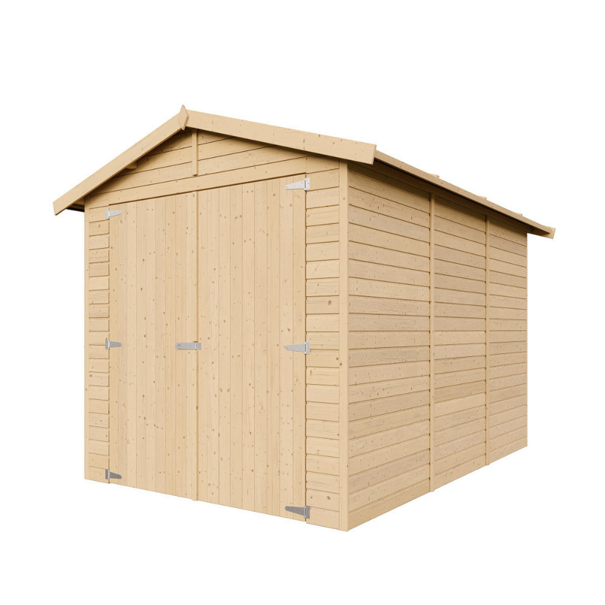 HOLZGARAGE - Abstellraum mit Fenstern- H222x244x320 cm/ 6 m² - TIMBELA M105 - Naturfarben, Holz (205/180/297cm) - Timbela
