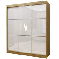 SCHWEBETÜRENSCHRANK VITALE 180/216/61 cm 3-türig Eiche Artisan - Weiß/Eiche Artisan, Holzwerkstoff (180/216/61cm) - MASSENO