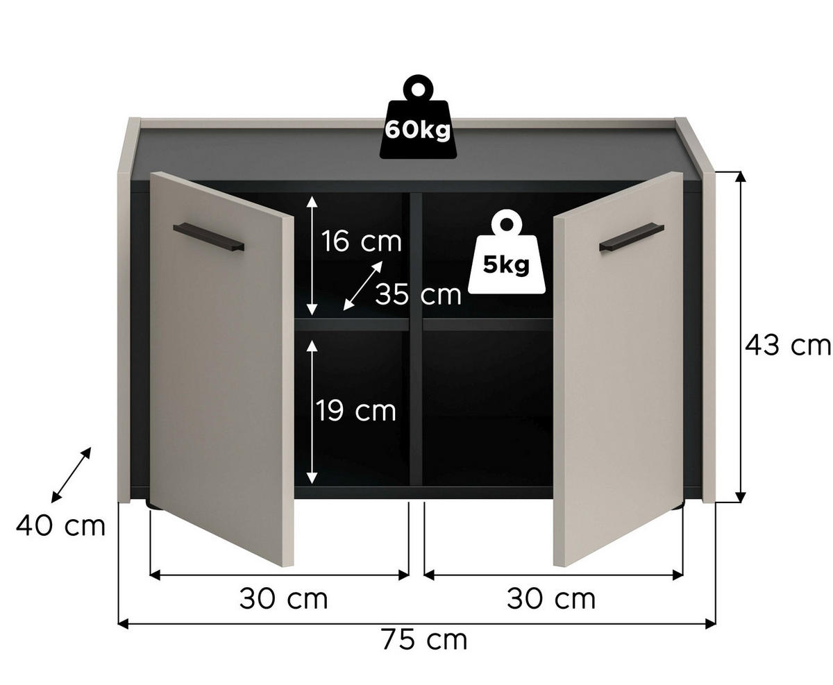 SITZBANK Emil Kaschmir 75/40/42 cm - Beige, Holzwerkstoff (75/42/40cm) - Xonox