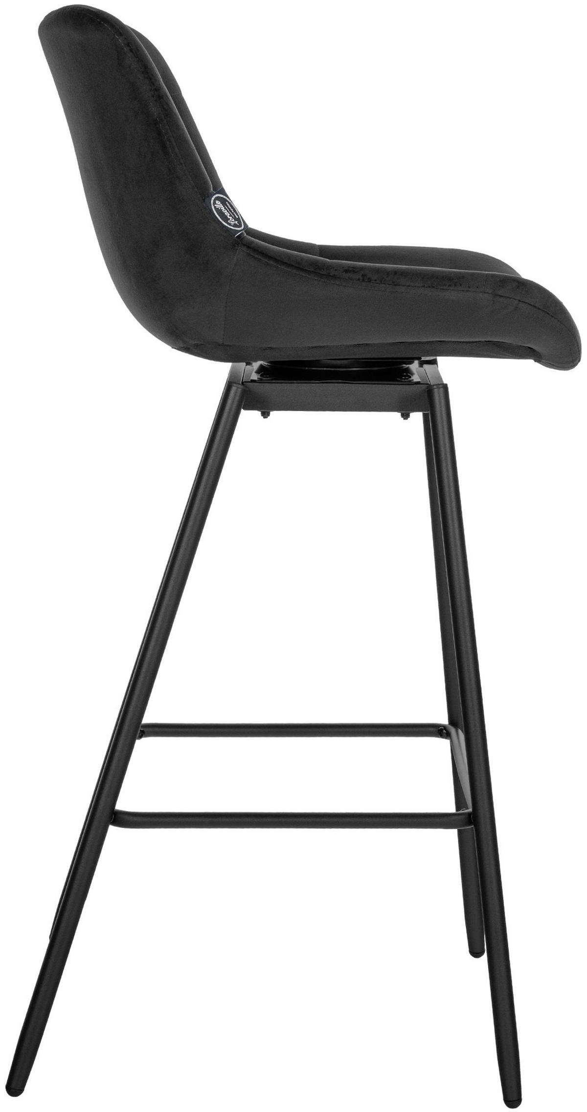 BARHOCKER Samt schwarz - Schwarz, Textil/Metall (49/105/56cm) - CLP