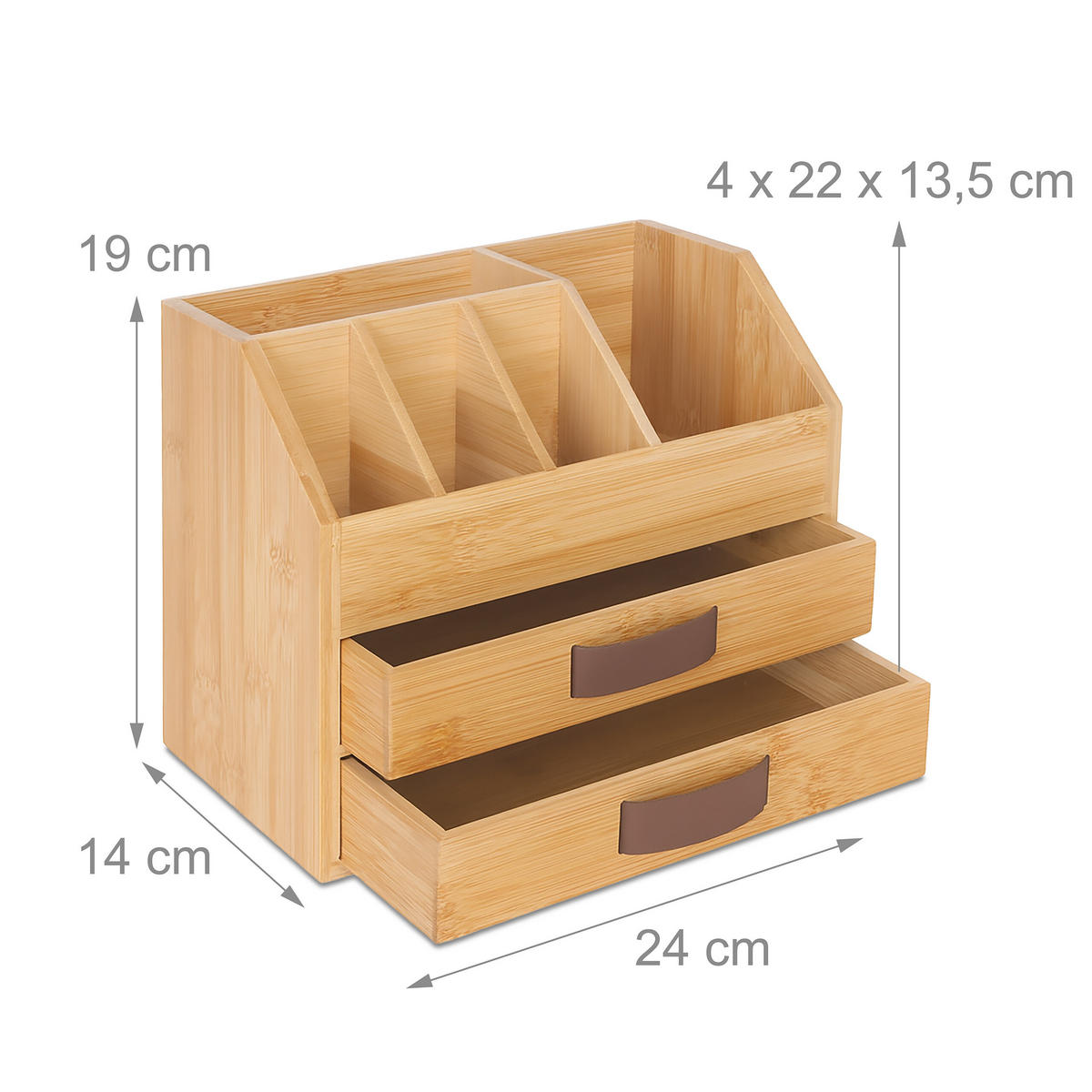 SCHREIBTISCHORGANIZER - Hellbraun, Holz/Kunststoff (14/24/19cm) - Relaxdays