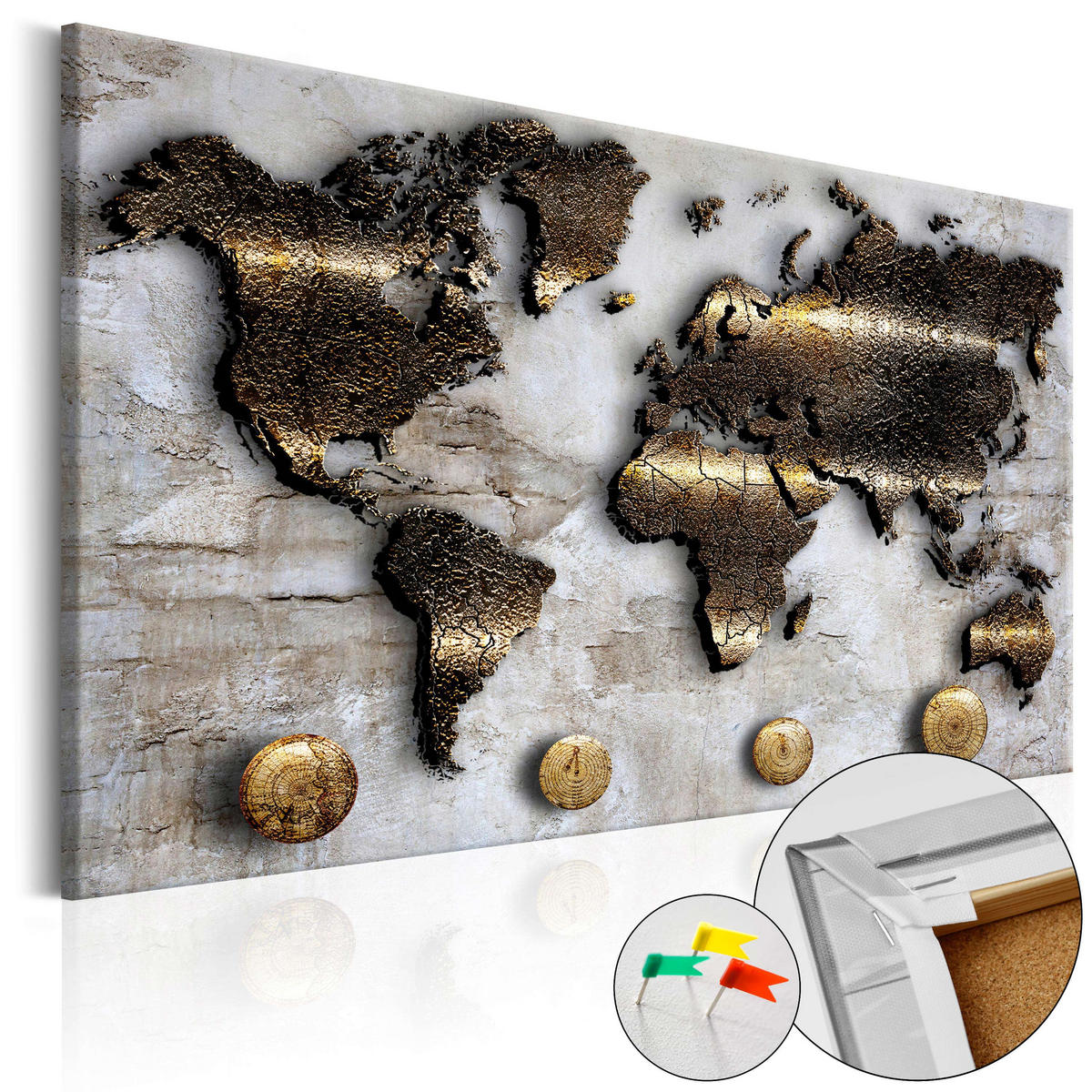 PINNWANDBILDER Gold 60/40 cm - Goldfarben/Braun, Naturmaterialien/Textil (60/40cm) - KUNSTLOFT