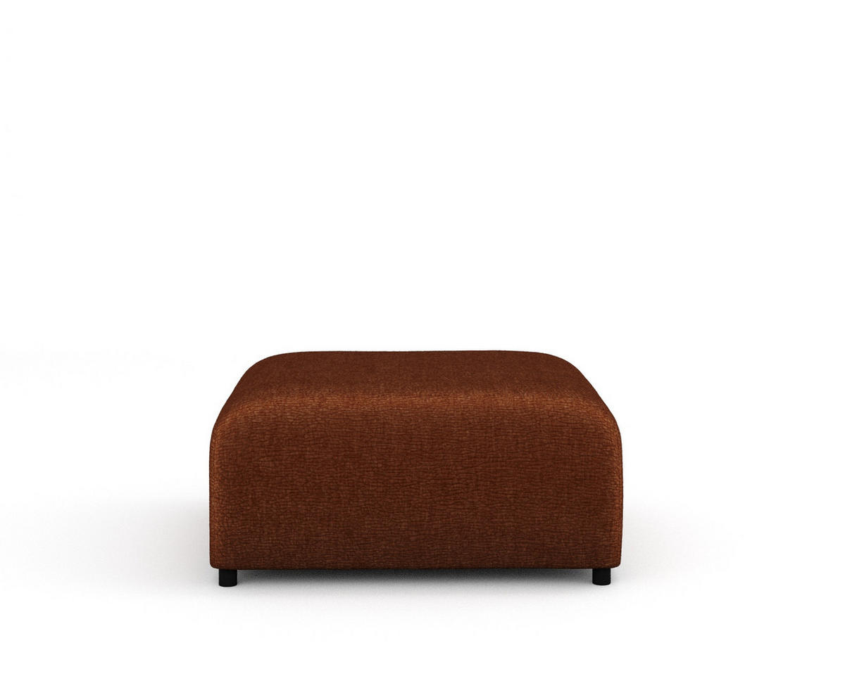 POUF S Zanzibar Dunkelorange Chenille - Dunkelorange/Schwarz, Holz/Holzwerkstoff (88/37/88cm) - Maison de Reve