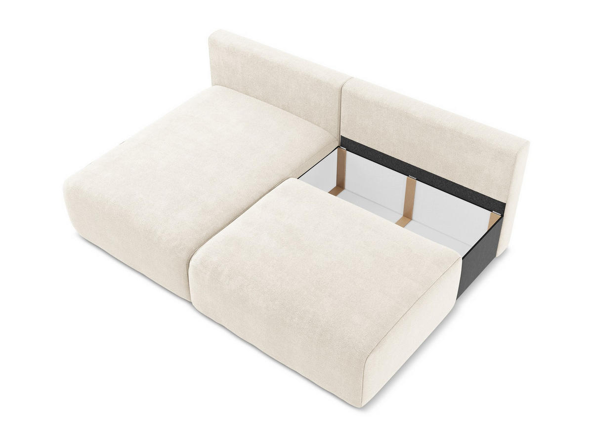 ECKSOFA mit Schlaffunktion links Chenille Stoff Beige - Beige/Creme, Kunststoff/Textil (149/210cm) - Makamii
