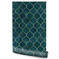 VLIESTAPETE Marokkanische Ornamente – Petrol, Goldfarben – 50x1000 cm - Goldfarben/Petrol, Papier (50/1000cm) - Muralo