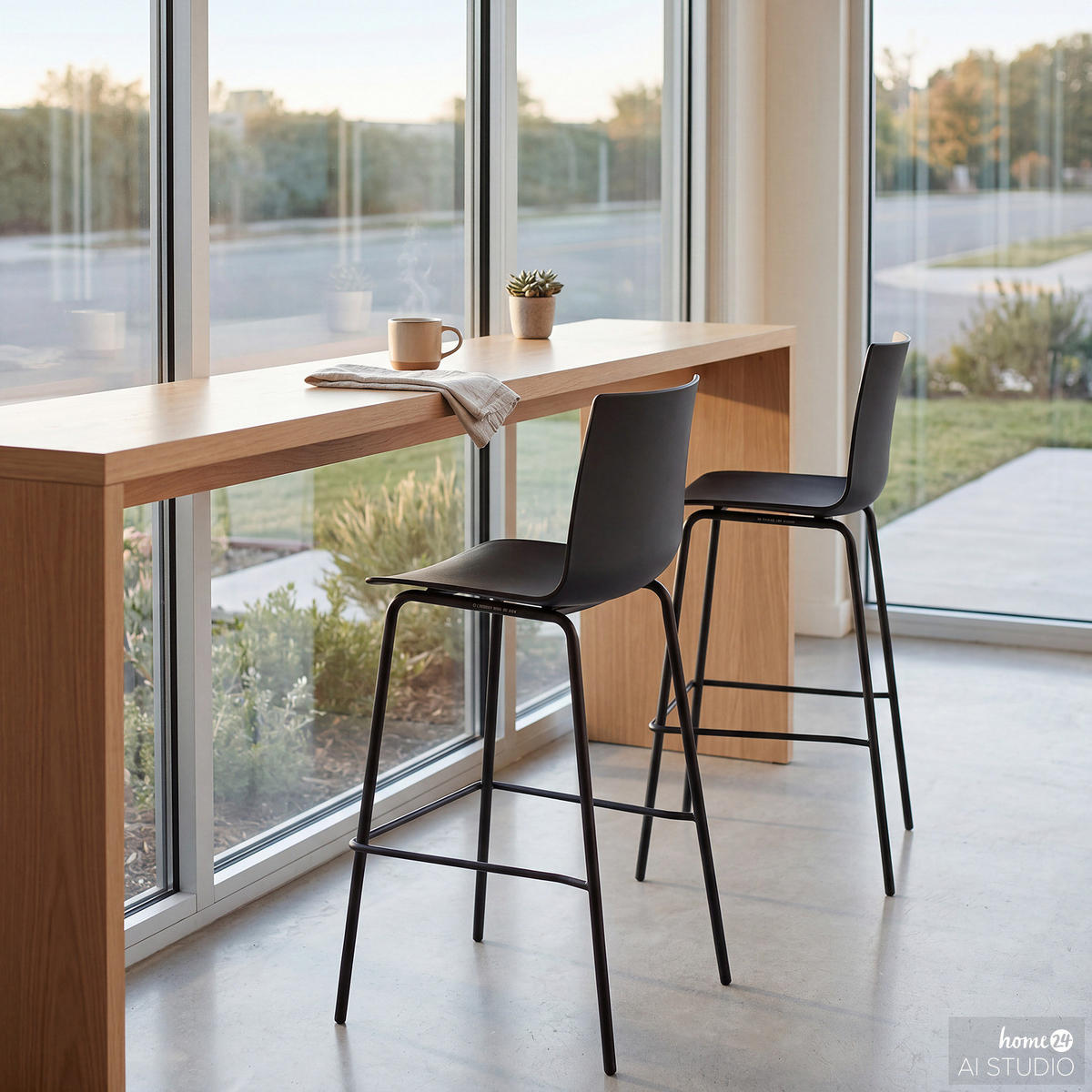 BARSTUHL - 2er-Set - Kunststoff / Eisen - Schwarz, Kunststoff/Metall (54/109/54cm) - home24