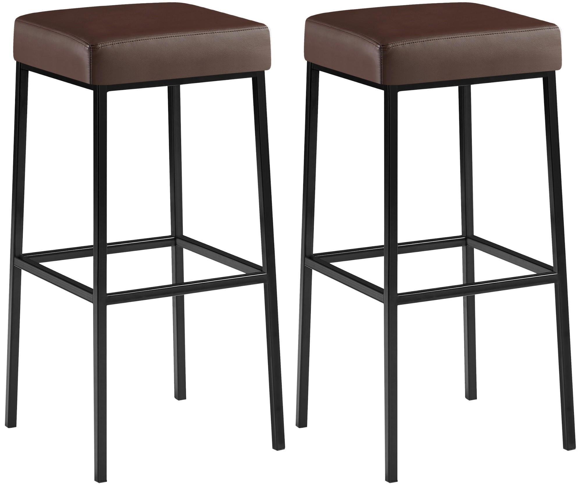 BARHOCKER 2er Set Lederlook braun - Schwarz/Braun, Textil/Metall (37/83/37cm) - CLP