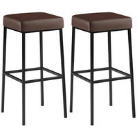 BARHOCKER 2er Set Lederlook braun - Schwarz/Braun, Textil/Metall (37/83/37cm) - CLP