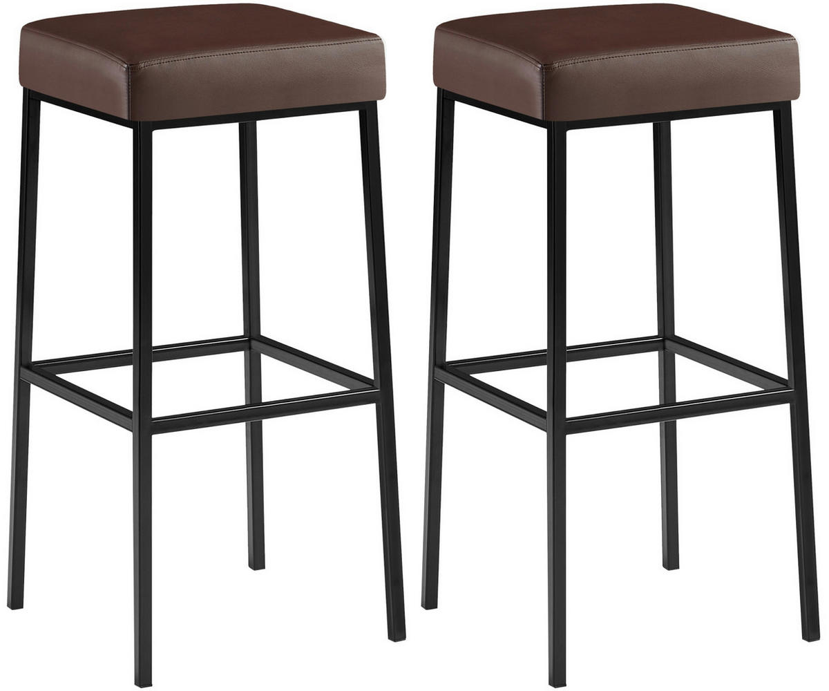 BARHOCKER 2er Set Lederlook braun - Schwarz/Braun, Textil/Metall (37/83/37cm) - CLP