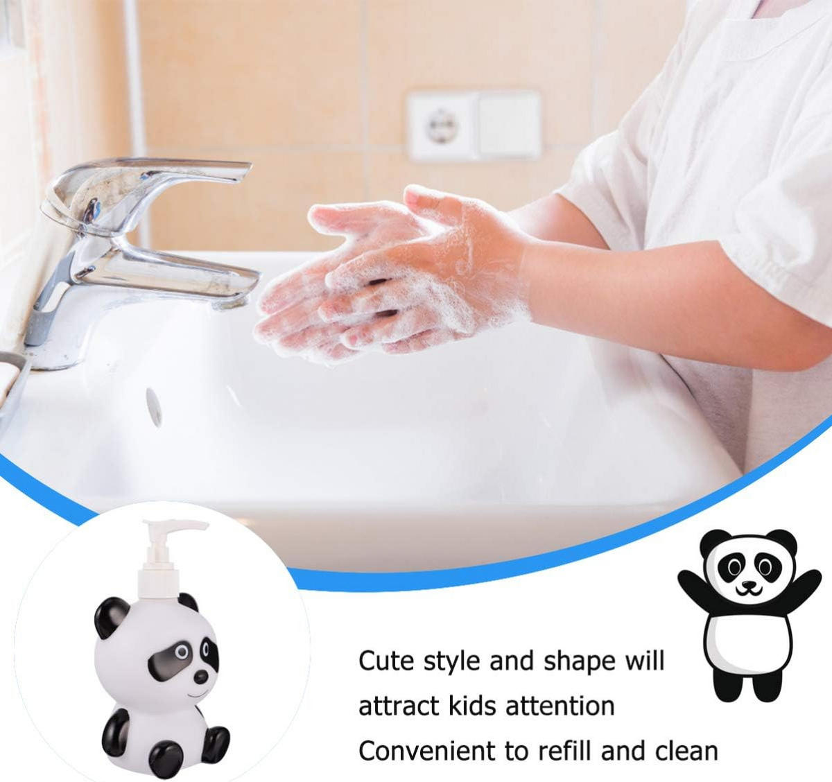 SEIFENSPENDER , Niedlicher Panda-Seifenspender 300 ml - Schwarz, Kunststoff (8.5/8.5/16cm) - BELZ