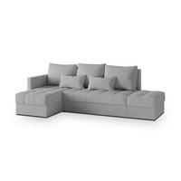 ECKSOFA LUMARI L-S Hellgrau Plüsch-Stoff mit Schlaffunktion - Hellgrau, Holz (262/143cm) - MASSENO