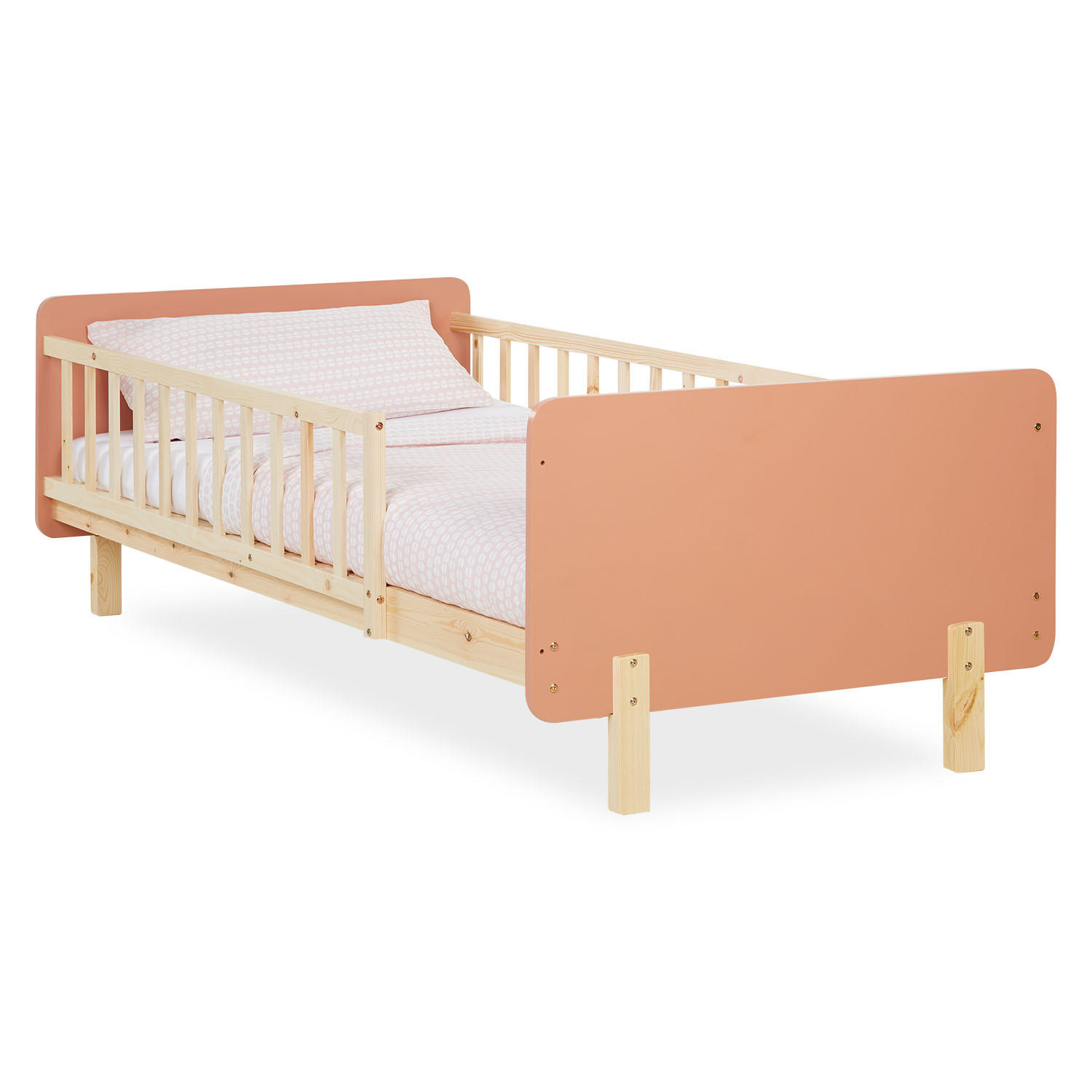 KINDERBETT ROSA 90/200 cm Lattenrost Rausfallschutz - Rot, Holz (100/67/208cm) - Homestyle4u