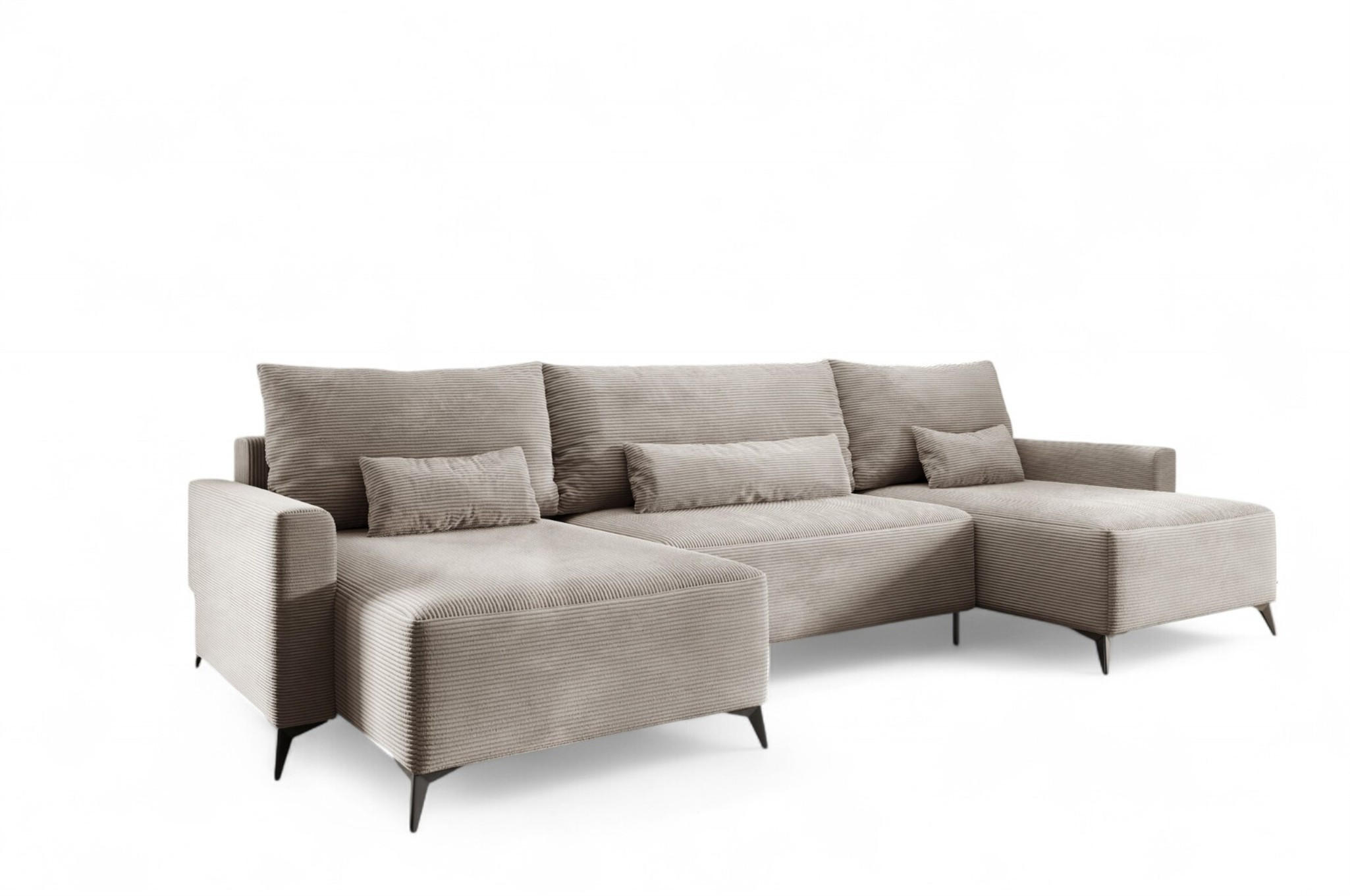 WOHNLANDSCHAFT Silves - Beige, Holzwerkstoff/Textil (382/81/148cm) - Fun Möbel