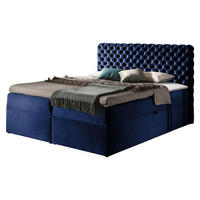 BOXBETT Chesterfield - Dunkelblau, Holz (180/200cm) - MIRJAN24
