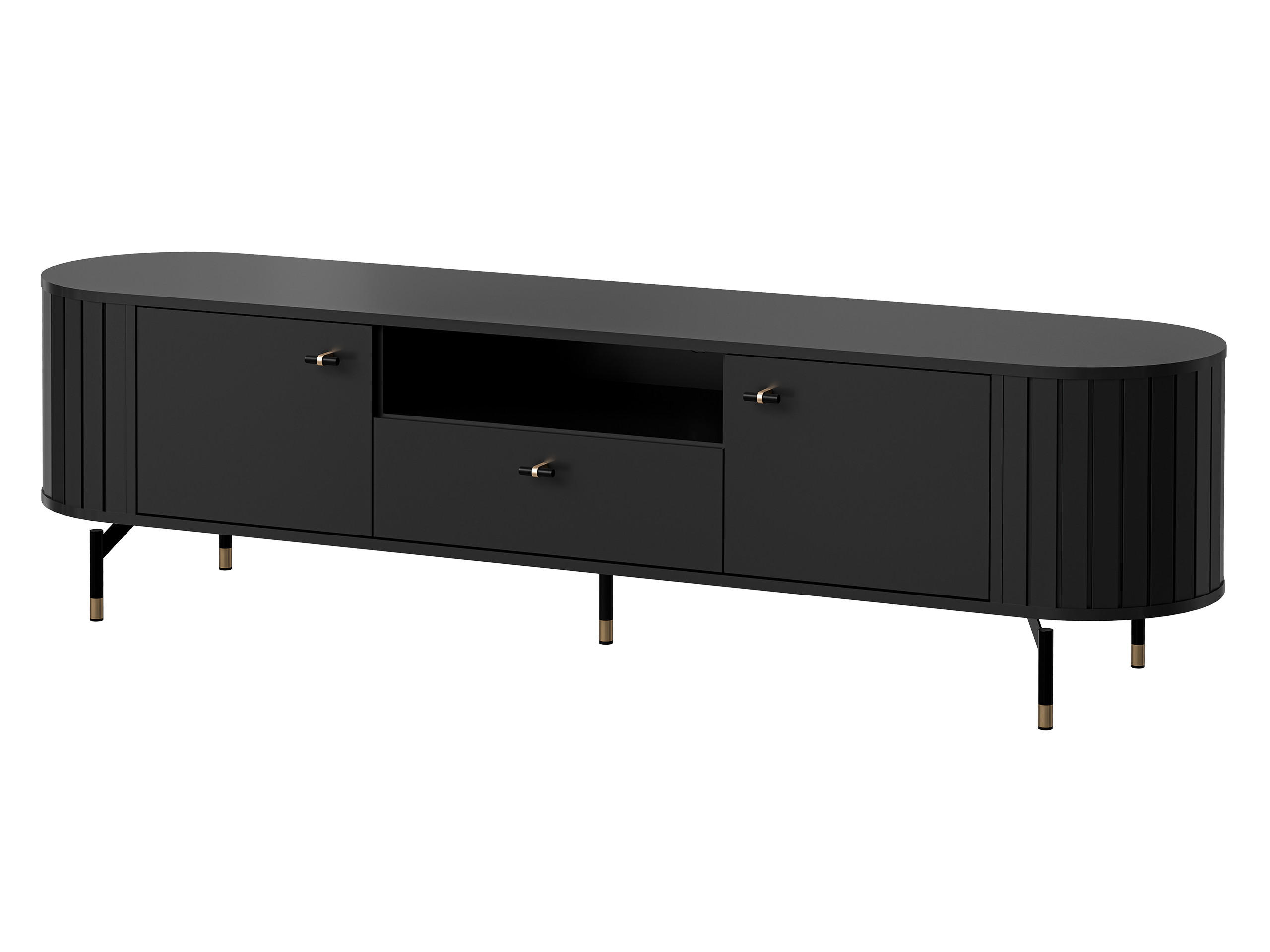 TV-LOWBOARD Zante 180 2D1S 05 - Goldfarben/Schwarz, Holzwerkstoff/Metall (181/49/40cm) - MIRJAN24
