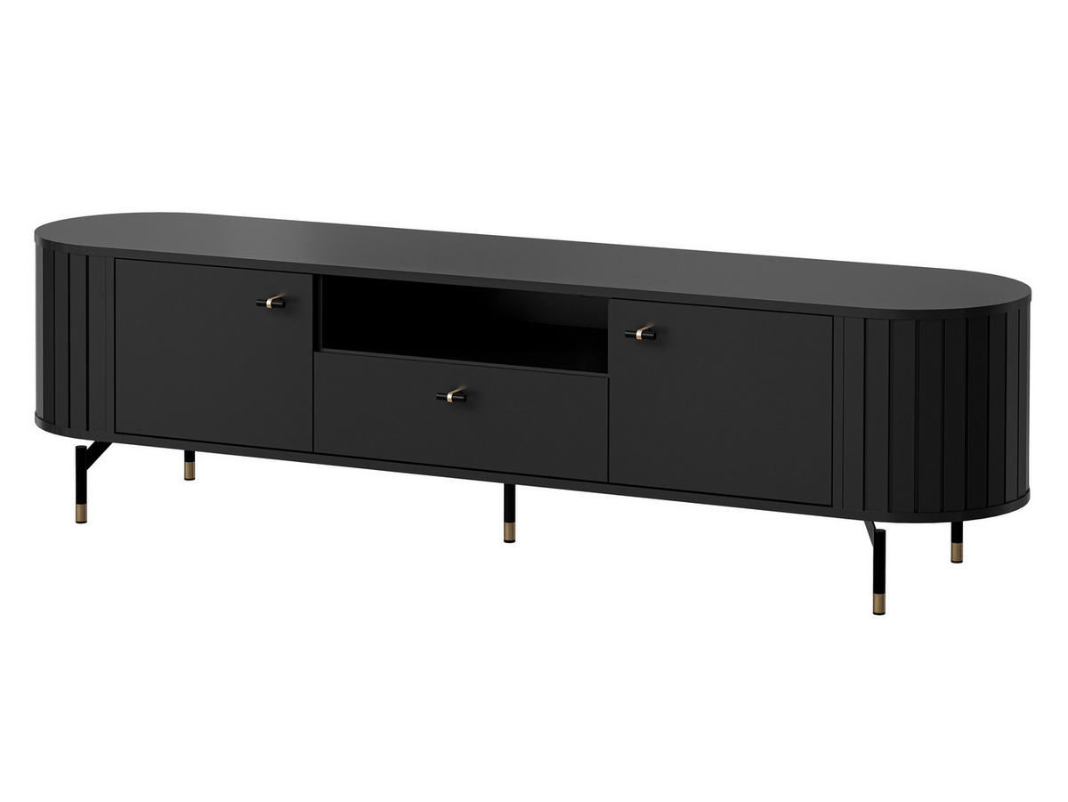 TV-LOWBOARD Zante 180 2D1S 05 - Goldfarben/Schwarz, Holzwerkstoff/Metall (181/49/40cm) - MIRJAN24