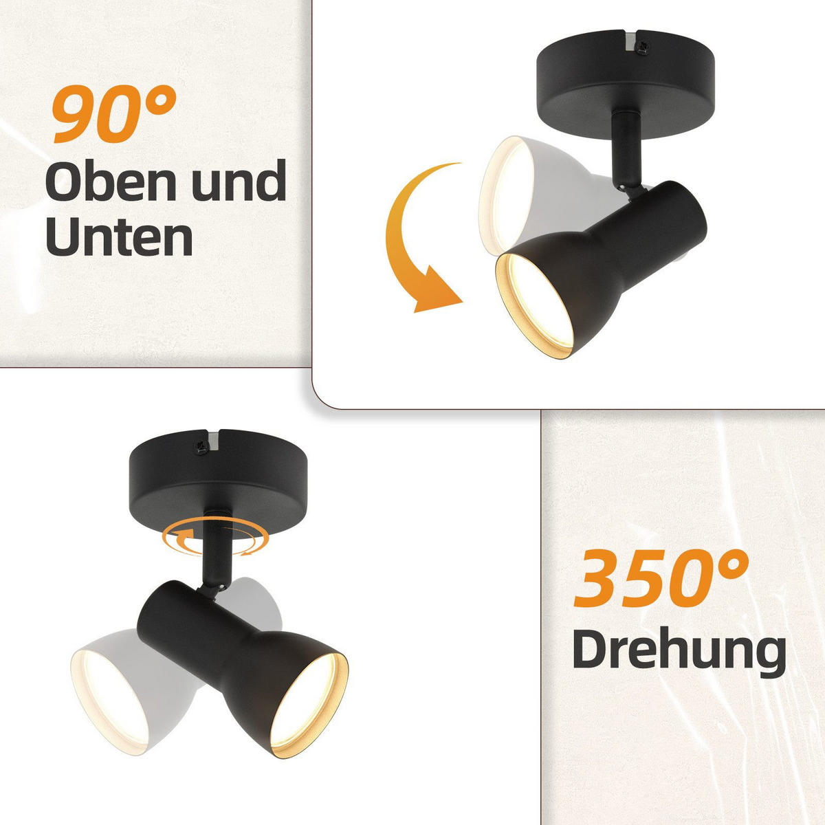 DECKENLEUCHTE Warmeschimmer 13.5/8/9cm - Schwarz, Metall (13.5/8/9cm) - Nettlife