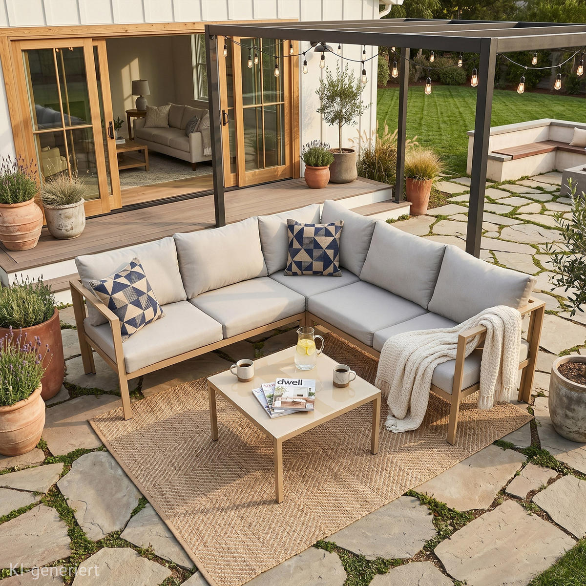 GARTENLOUNGE Missouri Beige / Natur - Beige/Creme, Metall - SVITA