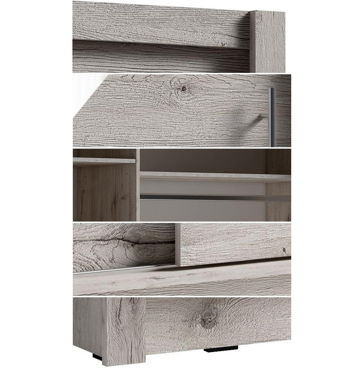SCHIEBETÜRENSCHRANK Bora wellington eiche 205 / 61,6 / 215cm - Graubraun/Braun, Holz/Holzwerkstoff (205/215/62cm) - Feldmann-Wohnen