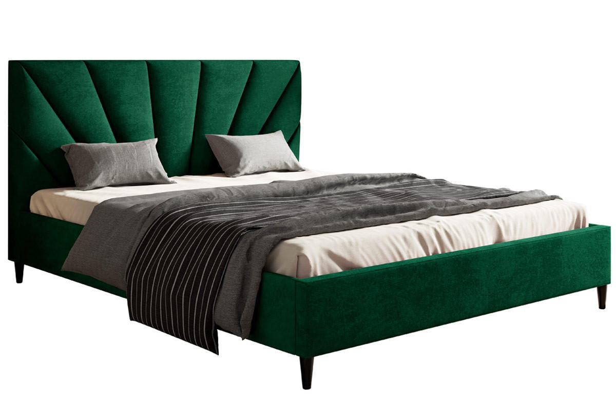BETT Grün LUXO 3 Gepolstert Auf Holzbeinen 120x200 cm - Grün, Textil (120/200cm) - Sepro Meble