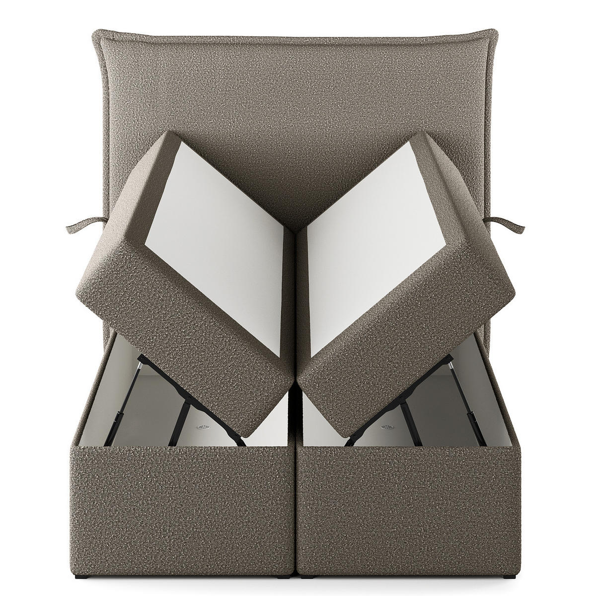 BOXBETT mit Stauraum - Bouclé - Grau, Holzwerkstoff/Textil (120/200cm) - home24