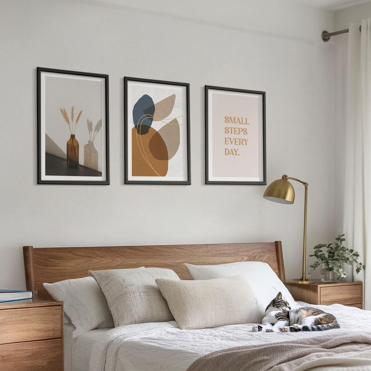 WANDBILDER 3er-Set - 40x60 cm Schwarzer Rahmen - Set abstrakter Formen - Schwarz, Kunststoff (40/60cm) - ArtPrintCave