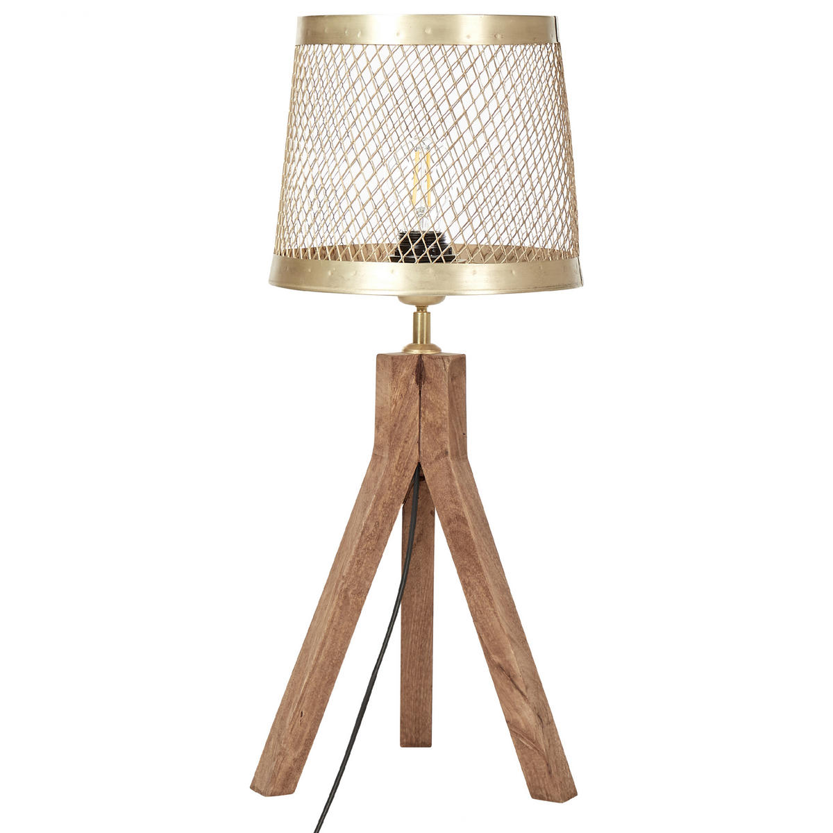 TISCHLAMPE Beki 26/26/63 cm - Dunkelbraun, Holz (26/26/63cm) - Beliani
