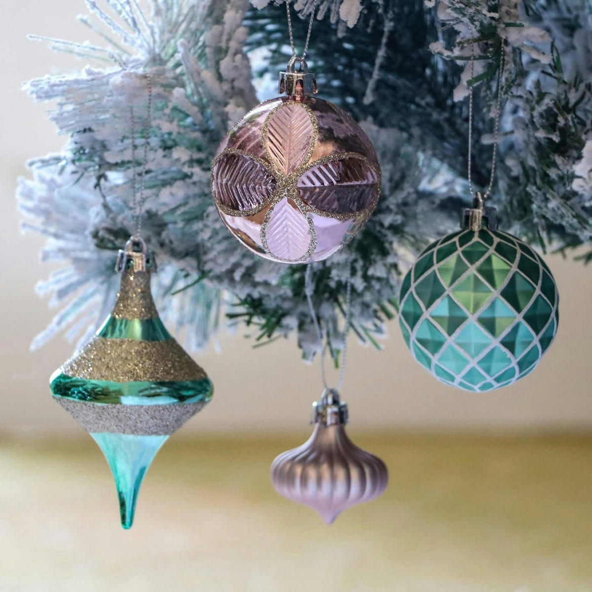 WEIHNACHTSBAUMSCHMUCK Set 70-teilig Mintgrün Rosa Gold - Multicolor, Kunststoff (30/6/42cm)