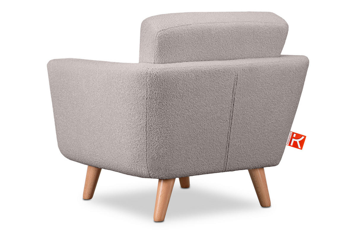 SESSEL TAGIO Massivholz-Beine, hellgrau - Hellgrau/Braun, Buchenholz/Textil (86/80/88cm) - KONSIMO®