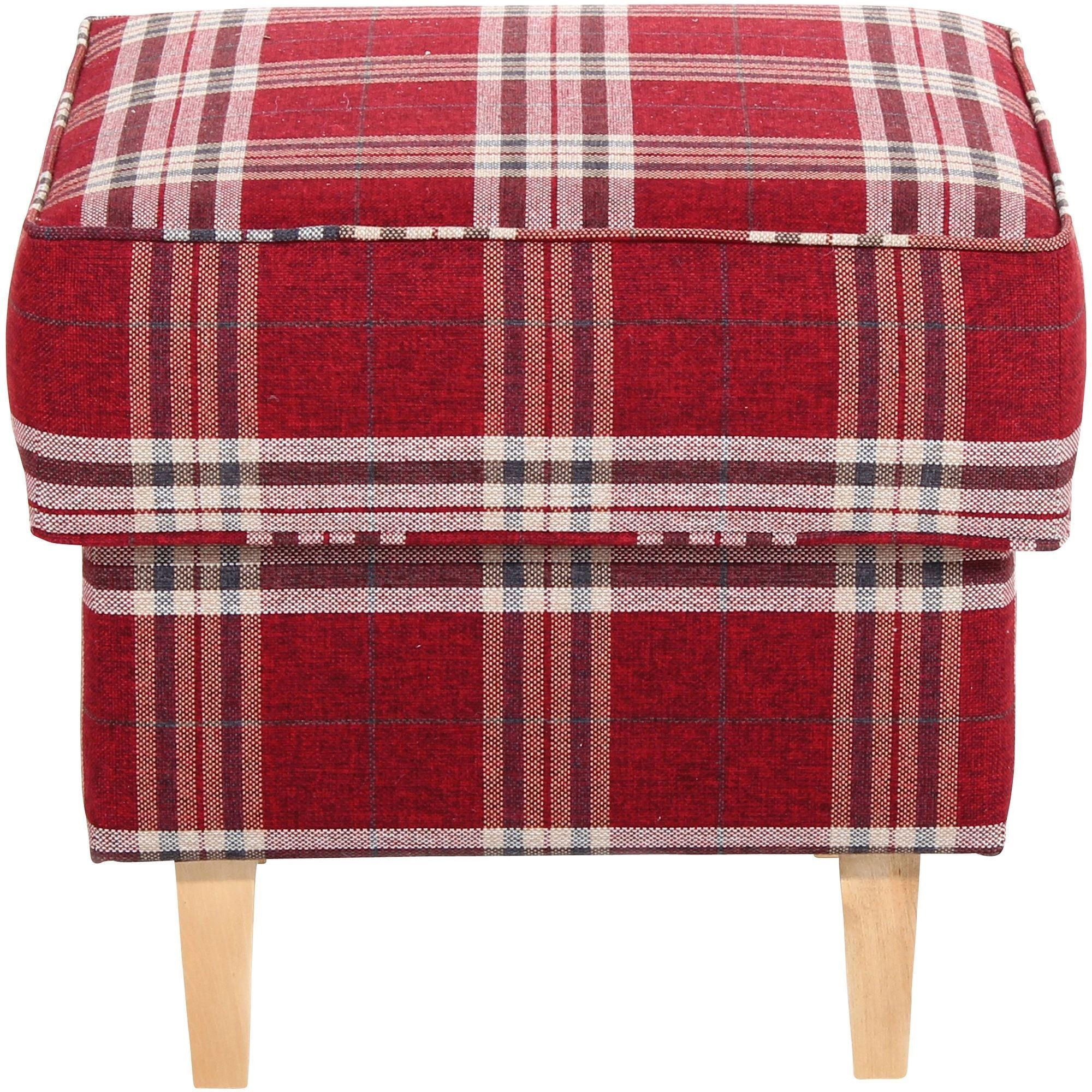 HOCKER Karlen Bezug Flachgewebe Buche natur / rot - Weinrot/Buchefarben, Kunststoff (53/45/53cm) - 58aufmkessel