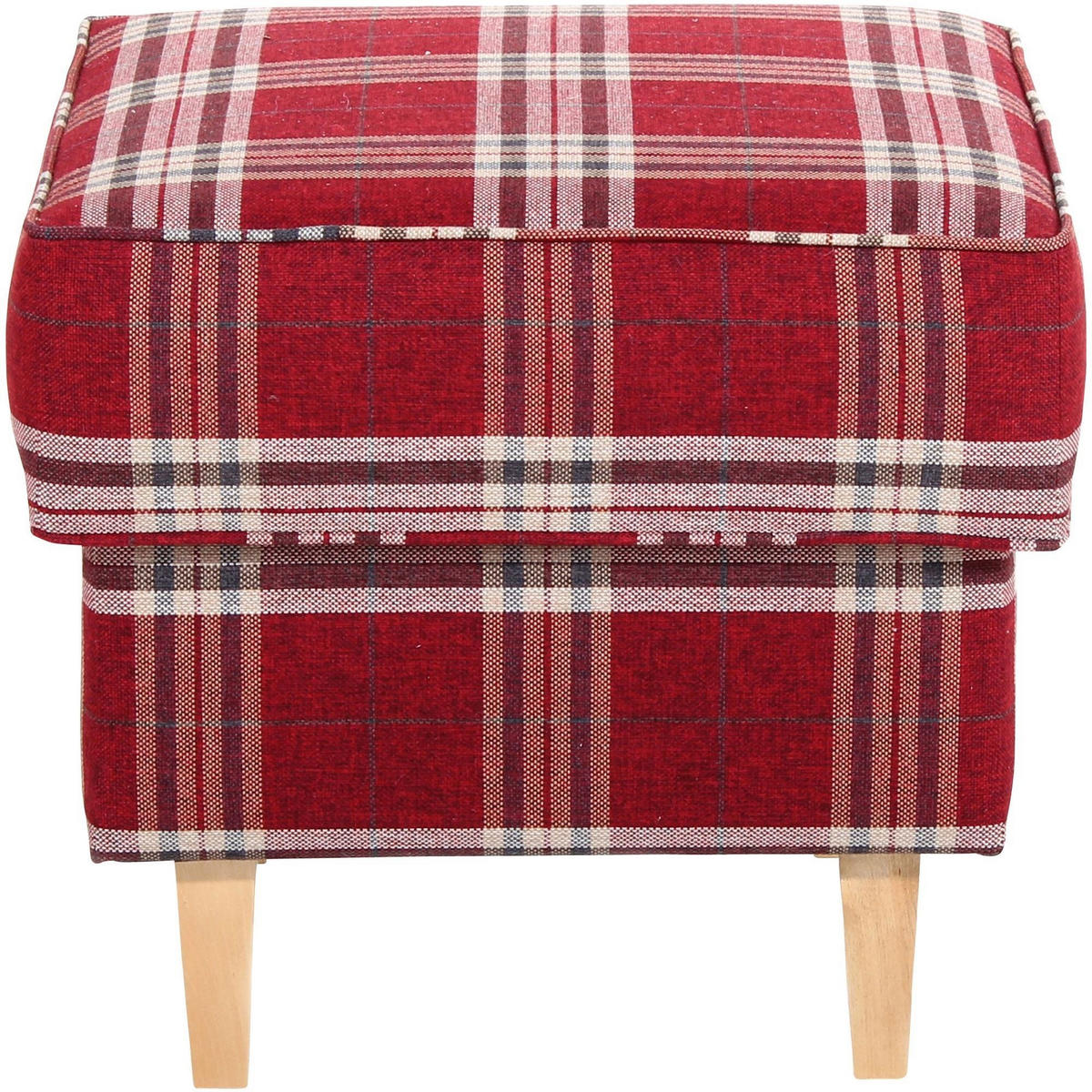 HOCKER Karlen Bezug Flachgewebe Buche natur / rot - Weinrot/Buchefarben, Kunststoff (53/45/53cm) - 58aufmkessel