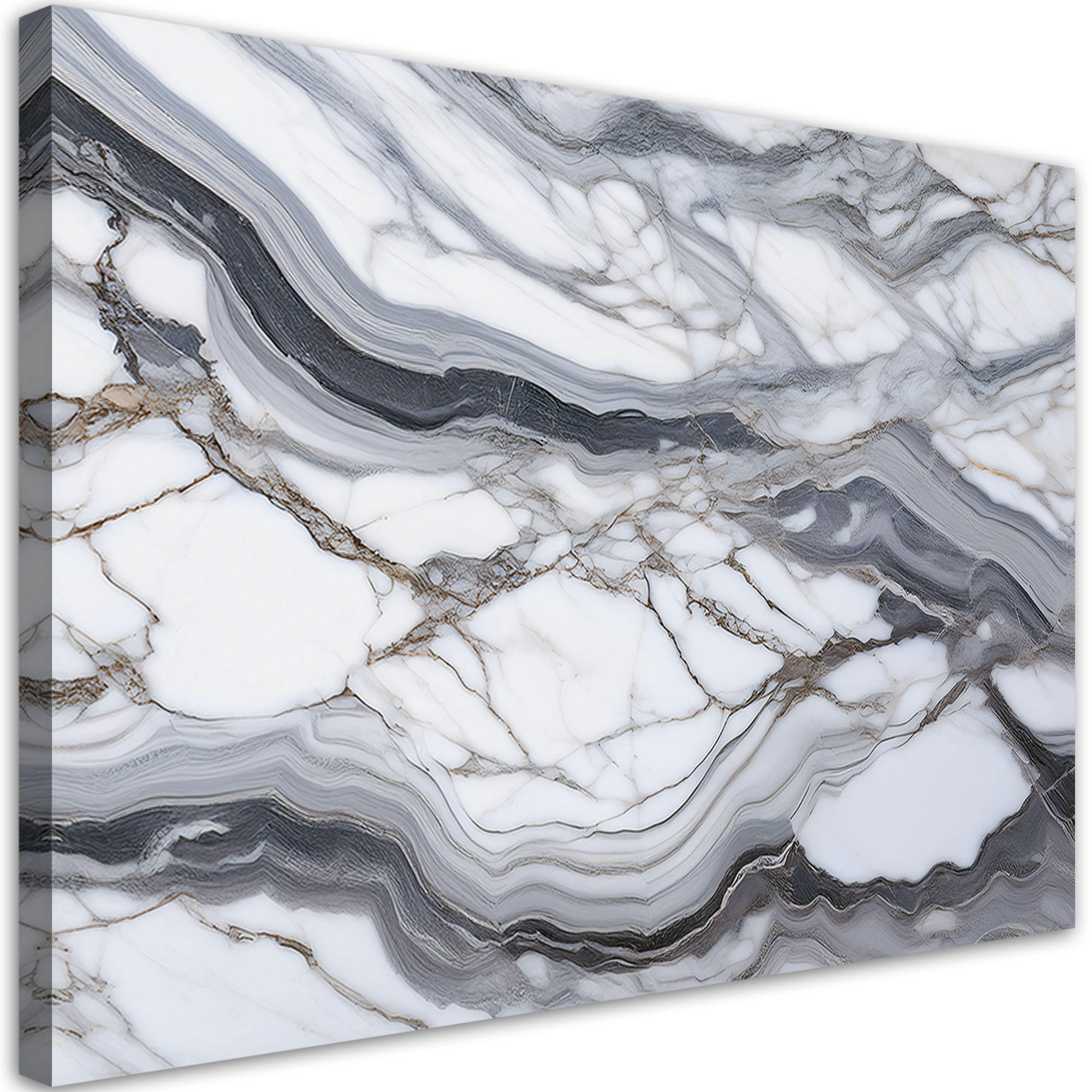 WANDBILD grau weißer marmor glamour abstrakt - Weiß, Textil (120/80cm) - Feeby