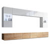 WOHNWAND Kossana 1 Modern Weiß, Goldene Eiche 300/154/43 cm Stilvoll - Hellbraun/Weiß, Holzwerkstoff/Kunststoff (300/154/43cm) - AX Living
