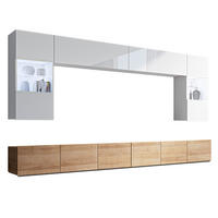 WOHNWAND Kossana 1 Modern Weiß, Goldene Eiche 300/154/43 cm Stilvoll - Hellbraun/Weiß, Holzwerkstoff/Kunststoff (300/154/43cm) - AX Living