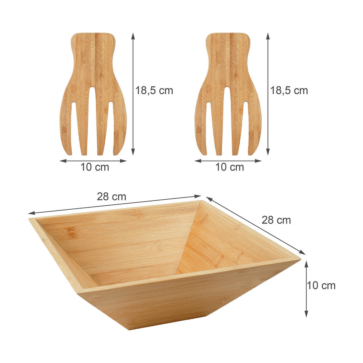 MISKA na šalát - svetlohnedá, drevo - Relaxdays