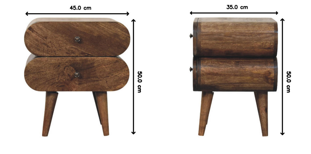 NACHTTISCH Schlank, 2 Schubladen in Braun - Dunkelbraun/Messingfarben, Holz/Metall (45/50/35cm) - Artisan Furniture