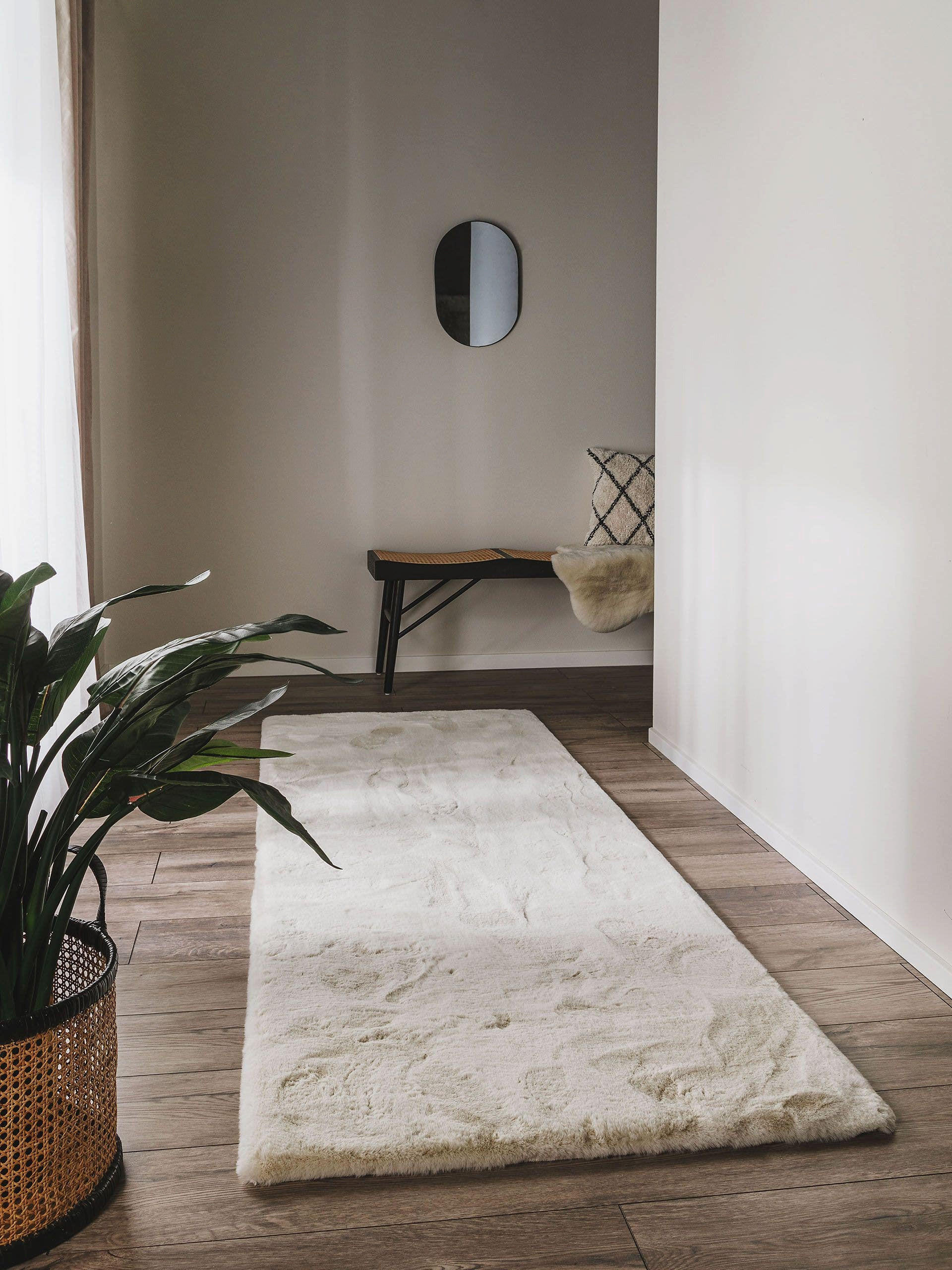 KUNSTFELL-TEPPICH Dave Cream 80x240 cm - Creme, Textil (80/240cm) - benuta Nest