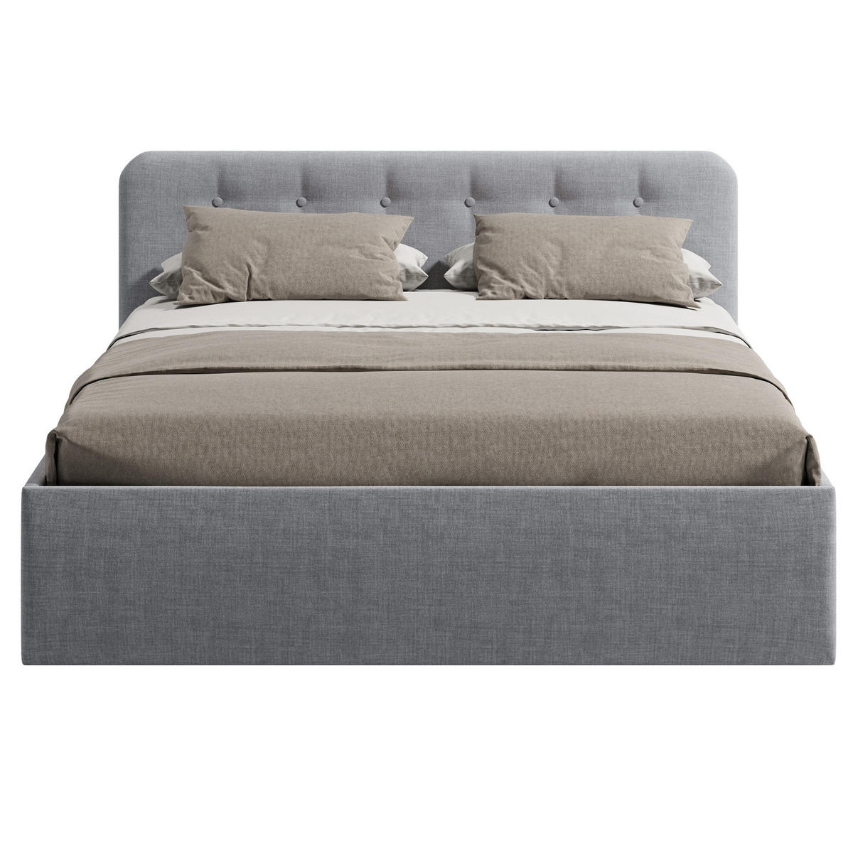 POLSTERBETT mit verstellbarem Lattenrost & Bettkasten, Bonnell-Matratze, 180 x 200 cm in Grau - Grau, Holzwerkstoff/Textil (180/200cm) - Home Collective