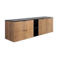BADEZIMMER-SET, 57×46×180 cm, Eiche Craft / Schwarz, schwarzer Griff - Braun, Holzwerkstoff (180/57/46cm) - 3XE LIVING
