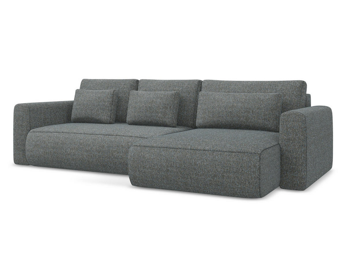 ECKSOFA mit Schlaffunktion Strukturstoff Stoff Grau - Dunkelgrau/Schwarz, Kunststoff/Textil (278/149cm) - Makamii